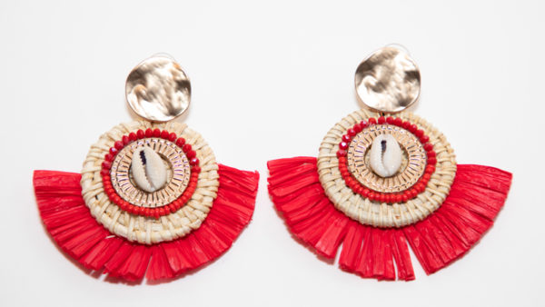 Boucles d'oreilles type papier crépon rouges - Image 4