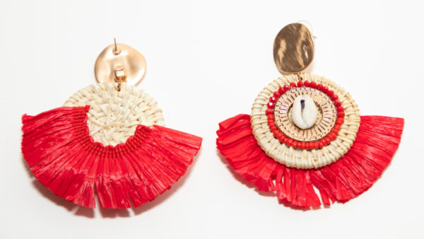 Boucles d'oreilles type papier crépon rouges - Image 3
