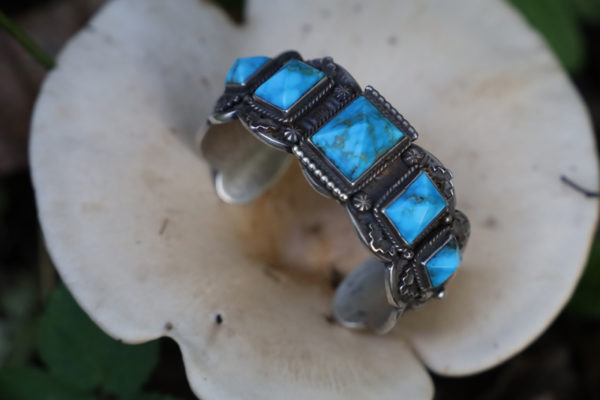 Bracelet Navajo en argent lourd, turquoise - Image 2