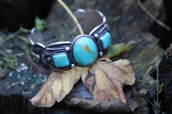 Bracelet Navajo, argent massif et turquoise
