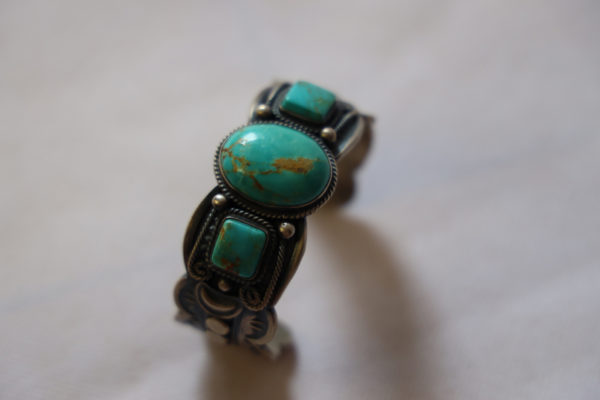 Bracelet Navajo, argent massif et turquoise - Image 5