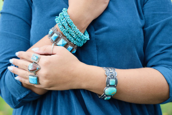 Bracelet Navajo, argent massif et turquoise - Image 3