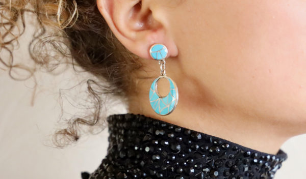 Boucles d'oreilles Zuni, turquoise - Image 3