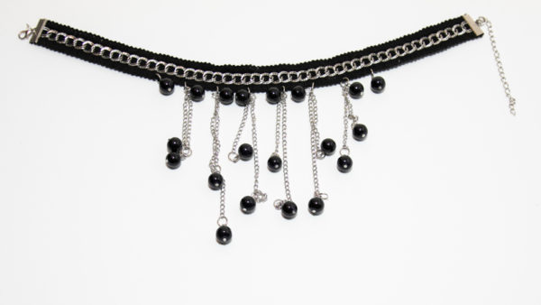 Choker noir pendants argentés