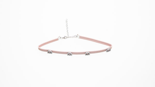 Choker rose incrustation fleurs - Image 2