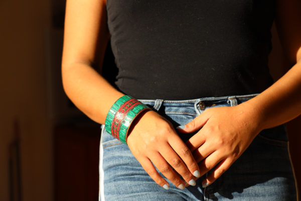 Bracelet jonc en cuivre vert et rouge - Image 2