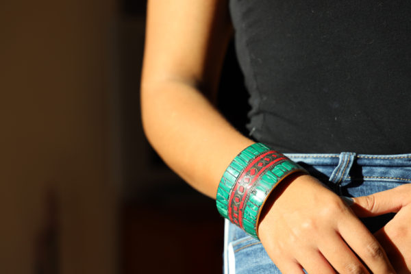 Bracelet jonc en cuivre vert et rouge - Image 3