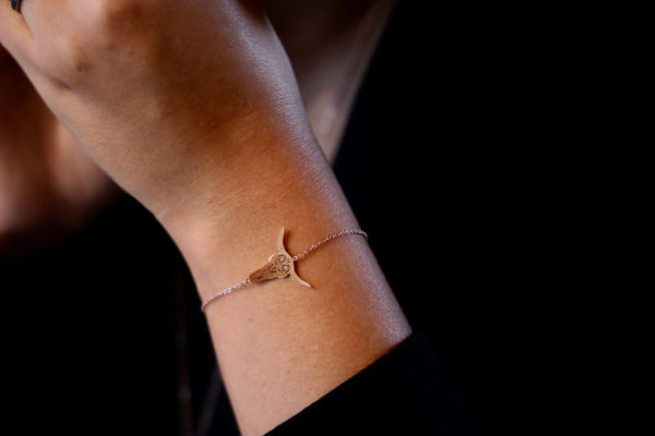 Bracelet acier rose crâne de buffle - Image 2