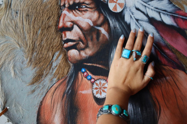 Bague Navajo bleu-vert, matrice brune - Image 3