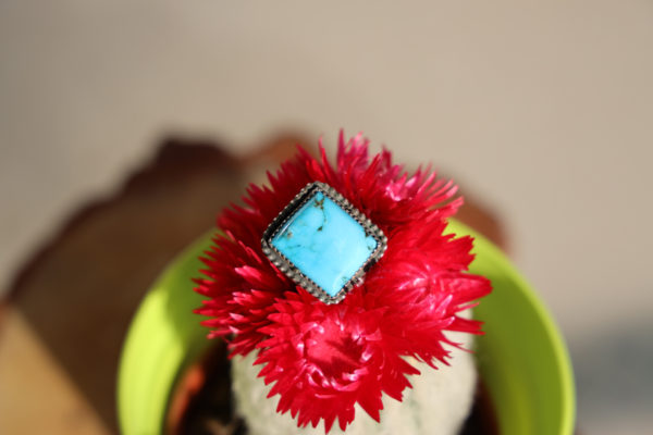 Bague Navajo carrée, turquoise