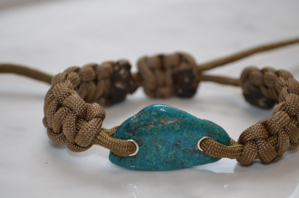 Bracelet paracorde, turquoise brute