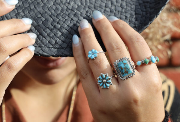 Bague en argent Navajo, Turquoise bronze